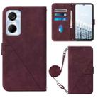 For Tecno Pop 6 Pro Crossbody 3D Embossed Flip Leather Phone Case(Wine Red) - 1