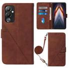 For Tecno Pova 4 Crossbody 3D Embossed Flip Leather Phone Case(Brown) - 1