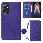 For Tecno Pova 4 Crossbody 3D Embossed Flip Leather Phone Case(Purple) - 1