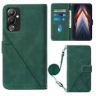 For Tecno Pova 4 Crossbody 3D Embossed Flip Leather Phone Case(Dark Green) - 1