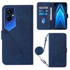 For Tecno Pova 4 Pro Crossbody 3D Embossed Flip Leather Phone Case(Blue) - 1