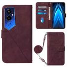 For Tecno Pova 4 Pro Crossbody 3D Embossed Flip Leather Phone Case(Wine Red) - 1