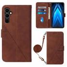 For Tecno Pova Neo 2 Crossbody 3D Embossed Flip Leather Phone Case(Brown) - 1