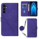 For Tecno Pova Neo 2 Crossbody 3D Embossed Flip Leather Phone Case(Purple) - 1