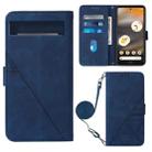 For Google Pixel 7a Crossbody 3D Embossed Flip Leather Phone Case(Blue) - 1