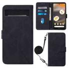 For Google Pixel 7a Crossbody 3D Embossed Flip Leather Phone Case(Black) - 1