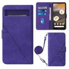 For Google Pixel 7a Crossbody 3D Embossed Flip Leather Phone Case(Purple) - 1