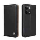 For OPPO Reno9 5G / Reno9 Pro 5G Non-Magnetic Retro Texture Flip Leather Phone Case(Black) - 1