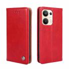 For OPPO Reno9 Pro+ 5G Non-Magnetic Retro Texture Flip Leather Phone Case(Red) - 1