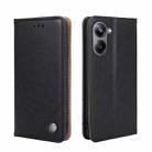 For Realme 10 Pro 5G Non-Magnetic Retro Texture Flip Leather Phone Case(Black) - 1