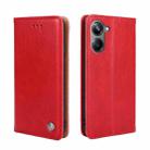 For Realme 10 Pro 5G Non-Magnetic Retro Texture Flip Leather Phone Case(Red) - 1