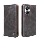 For Realme 10 Pro+ 5G Non-Magnetic Retro Texture Flip Leather Phone Case(Grey) - 1