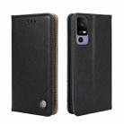 For TCL 40R 5G Non-Magnetic Retro Texture Flip Leather Phone Case(Black) - 1