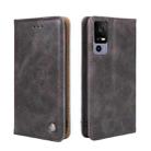 For TCL 40R 5G Non-Magnetic Retro Texture Flip Leather Phone Case(Grey) - 1
