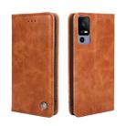 For TCL 40R 5G Non-Magnetic Retro Texture Flip Leather Phone Case(Brown) - 1