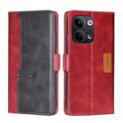 For OPPO Reno9 5G / Reno9 Pro 5G Contrast Color Side Buckle Leather Phone Case(Red + Black) - 1