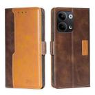 For OPPO Reno9 5G / Reno9 Pro 5G Contrast Color Side Buckle Leather Phone Case(Dark Brown + Gold) - 1