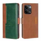 For OPPO Reno9 5G / Reno9 Pro 5G Contrast Color Side Buckle Leather Phone Case(Light Brown + Green) - 1