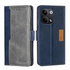 For OPPO Reno9 5G / Reno9 Pro 5G Contrast Color Side Buckle Leather Phone Case(Blue + Grey) - 1