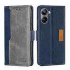 For Realme 10 Pro 5G Contrast Color Side Buckle Leather Phone Case(Blue + Grey) - 1