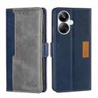 For Realme 10 Pro+ 5G Contrast Color Side Buckle Leather Phone Case(Blue + Grey) - 1