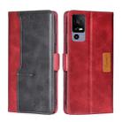 For TCL 40R 5 Contrast Color Side Buckle Leather Phone Case(Red + Black) - 1