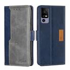 For TCL 40R 5 Contrast Color Side Buckle Leather Phone Case(Blue + Grey) - 1