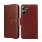 For Realme 10 Pro 5G Crystal Texture Leather Phone Case(Brown) - 1