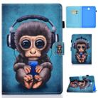 For Galaxy Tab A8.0 T350 Horizontal TPU Painted Flat Feather Case Anti-skid strip with Sleep Function & Pen Cover & Card Slot & Holder(Headphone Monkey) - 1