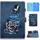 For Galaxy Tab A8.0 T350 Horizontal TPU Painted Flat Feather Case Anti-skid strip with Sleep Function & Pen Cover & Card Slot & Holder(Owl) - 1