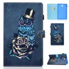 For Galaxy Tab A10.1 T580 Horizontal TPU Painted Flat Feather Case Anti-skid strip with Sleep Function & Pen Cover & Card Slot & Holder(Owl) - 1
