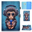 For Galaxy Tab A10.5 T590 Horizontal TPU Painted Flat Feather Case Anti-skid strip with Sleep Function & Pen Cover & Card Slot & Holder(Headphone Monkey) - 1