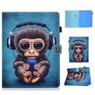 For iPad 2 / 3 / 4 Horizontal TPU Painted Flat Feather Case Anti-skid strip with Sleep Function & Pen Cover & Card Slot & Holder(Headphone Monkey) - 1