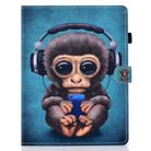For iPad 2 / 3 / 4 Horizontal TPU Painted Flat Feather Case Anti-skid strip with Sleep Function & Pen Cover & Card Slot & Holder(Headphone Monkey) - 2