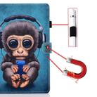 For iPad 2 / 3 / 4 Horizontal TPU Painted Flat Feather Case Anti-skid strip with Sleep Function & Pen Cover & Card Slot & Holder(Headphone Monkey) - 8