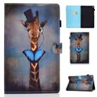 For Kindle Fire HD8 Horizontal TPU Painted Flat Feather Case Anti-skid strip with Sleep Function & Pen Cover & Card Slot & Holder(Deer) - 1