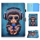 For iPad Air 2 Horizontal TPU Painted Flat Feather Case Anti-skid strip with Sleep Function & Pen Cover & Card Slot & Holder(Headphone Monkey) - 1