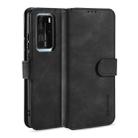 For Huawei P40 Pro DG.MING Retro Oil Side Horizontal Flip Case with Holder & Card Slots & Wallet(Black) - 1