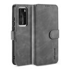 For Huawei P40 Pro DG.MING Retro Oil Side Horizontal Flip Case with Holder & Card Slots & Wallet(Grey) - 1