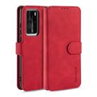For Huawei P40 Pro DG.MING Retro Oil Side Horizontal Flip Case with Holder & Card Slots & Wallet(Red) - 1