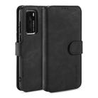 For Huawei P40 DG.MING Retro Oil Side Horizontal Flip Case with Holder & Card Slots & Wallet(Black) - 1