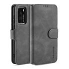 For Huawei P40 DG.MING Retro Oil Side Horizontal Flip Case with Holder & Card Slots & Wallet(Grey) - 1