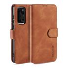 For Huawei P40 DG.MING Retro Oil Side Horizontal Flip Case with Holder & Card Slots & Wallet(Brown) - 1