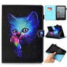 For Amazon Kindle Youth Version 2022 Colored Drawing Stitching Smart Leather Tablet Case(Super Cat) - 1