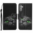 For Samsung Galaxy A34 Colored Drawing Pattern Leather Phone Case(Black Cat) - 1