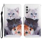 For Samsung Galaxy A34 Colored Drawing Pattern Leather Phone Case(3 Cats) - 1