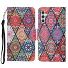 For Samsung Galaxy A34 Colored Drawing Pattern Leather Phone Case(Diamond Totem) - 1