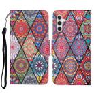 For Samsung Galaxy A54 Colored Drawing Pattern Leather Phone Case(Diamond Totem) - 1