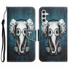 For Samsung Galaxy A34 Colored Drawing Leather Phone Case(Earphone Elephant) - 1