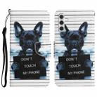 For Samsung Galaxy A34 Colored Drawing Leather Phone Case(Black Dog) - 1
